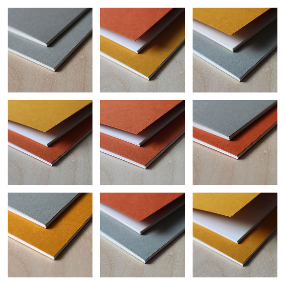 Grid of 9 images showing the colour combinations available for the 2022 Monthly Planner