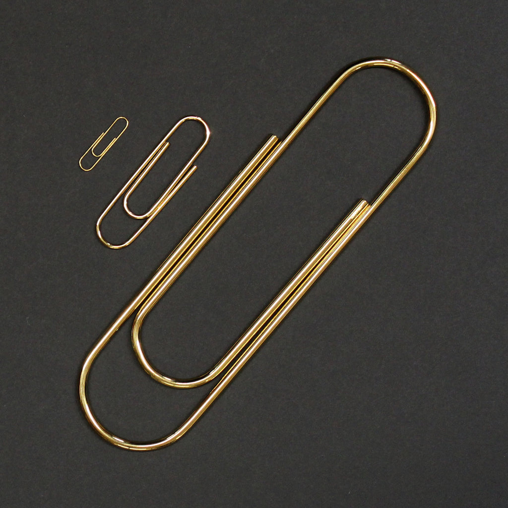 Carl Auböck Paperclip in Solid Brass, for Mark+Fold, luxury desk object, made in Vienna. Three sized: giant 22.5cm, small 7cm, regular paperclip 3cm