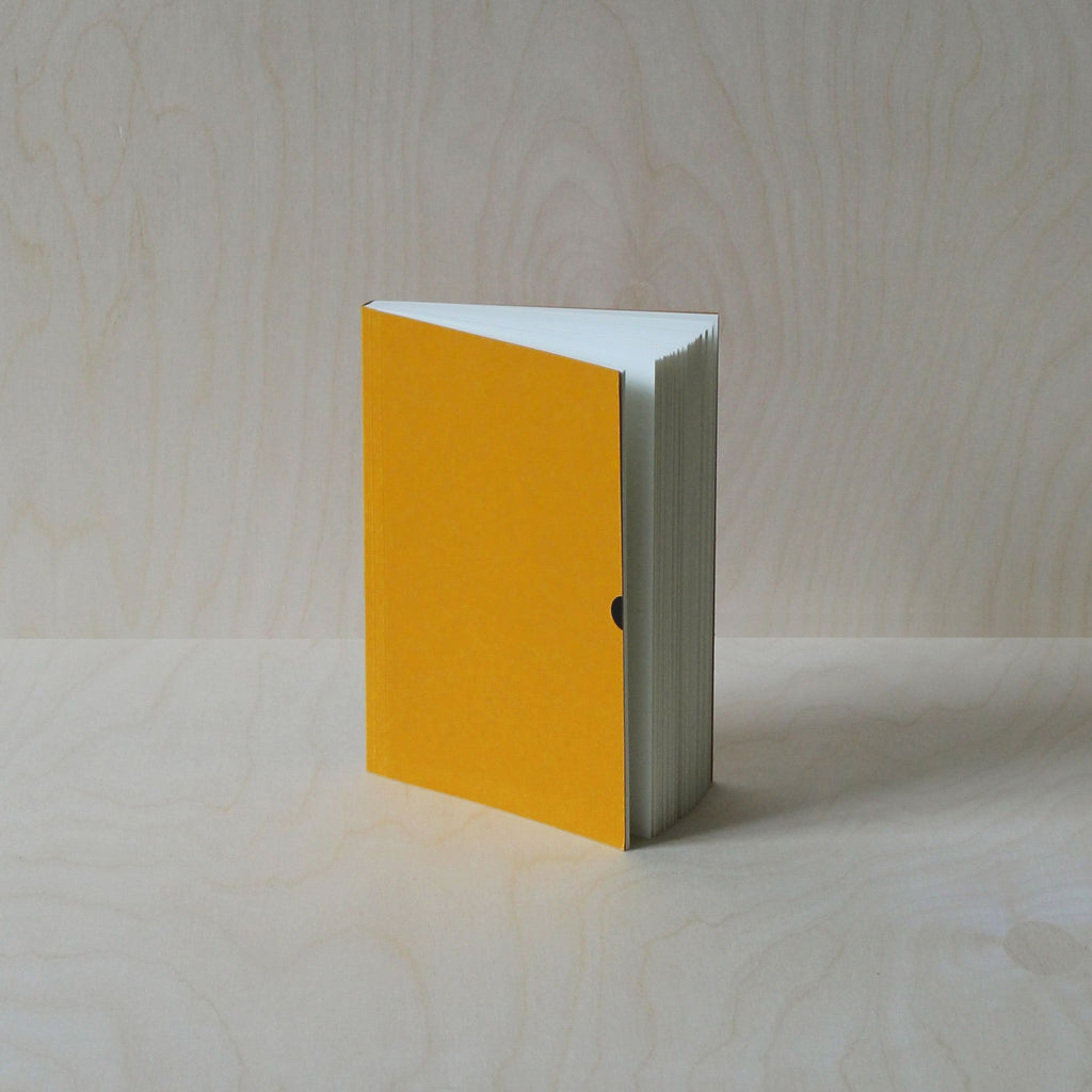 Mark+Fold dot grid notebook in Mustard. Layflat notebook. Paper made in Scotland, suitable for fountain pen. Minimal modern stationery, understated, markandfold.mom