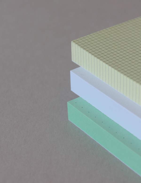 Mark+Fold sticky notes post-its, mint green yellow square grid, printed in the UK